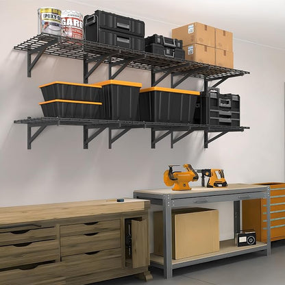 4 Pack Heavy Duty Garage Wall Shelving Set, Wall Mounted Garage Shelves 1000lbs - Image 8