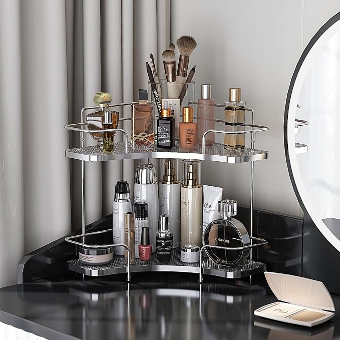 FOLLOWIN 2 Tier Bathroom Countertop Corner Organizer, Countertop Perfume Tray - Image 7