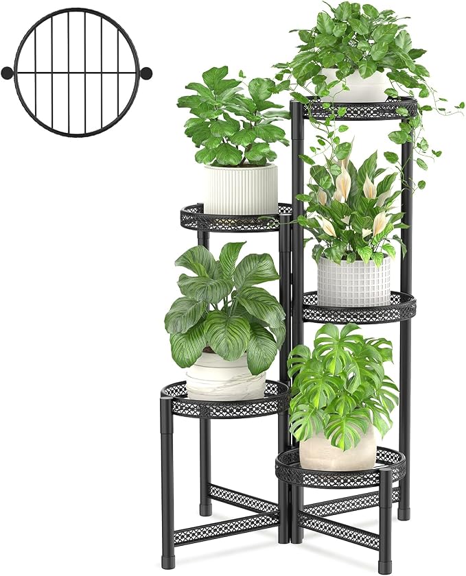 iDavosic.ly Plant Stand Indoor Outdoor, 5 Tier Corner Metal Flower Display by iDavosicly