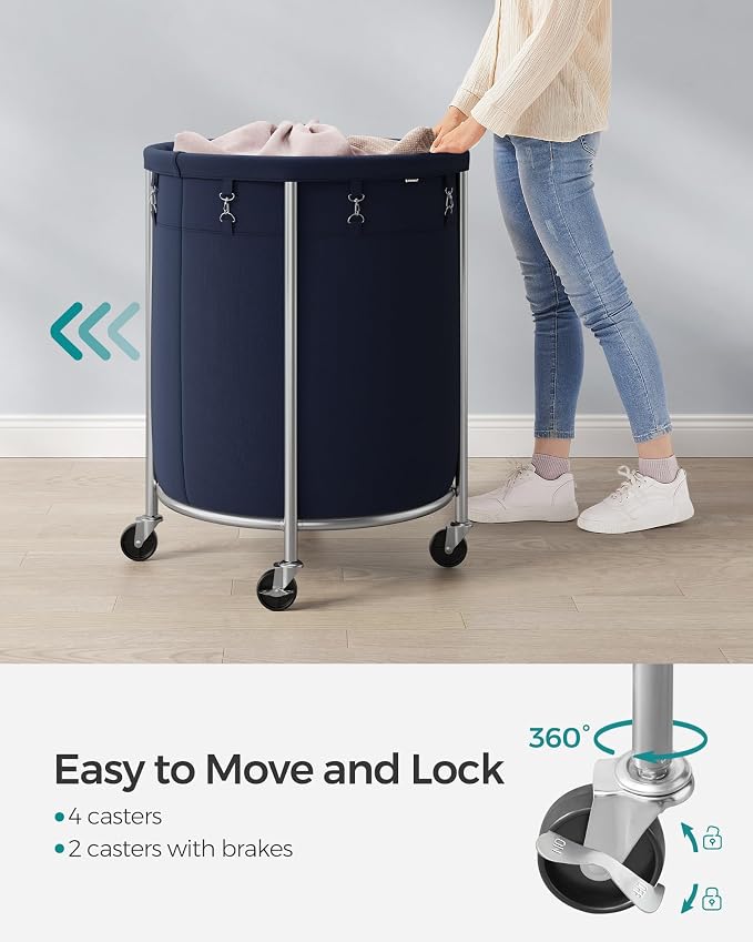 SONGMICS Laundry Basket, Rolling Steel Frame - Image 4