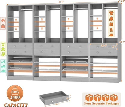 Besiost Closet System, Fit 120"/10FT Walk-in Closets Systems, Free Standing - Image 2