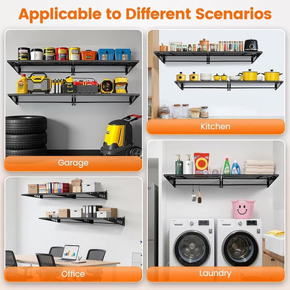 Garage Shelving 2x3ft 4-Pack, Garage Storage Rack 24"x36" Metal Shelves Black - Image 9