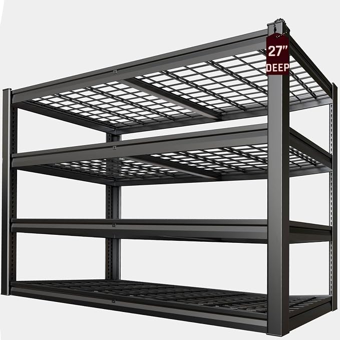 62" Wide Heavy Duty Garage Shelving Units, 4-Tier Deep Storage Shelves by SKZNSA