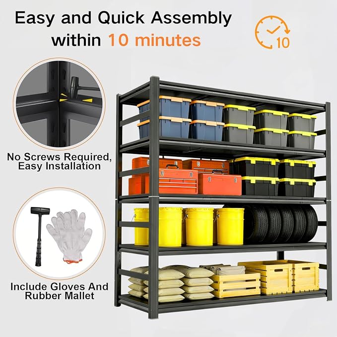 Garage Shelving, Heavy Duty Storage Shelves, Adjustable Boltless Units | Metal - Image 4