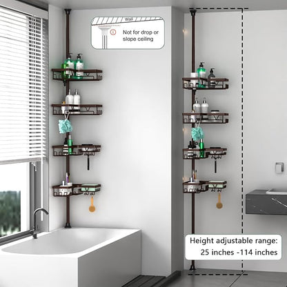 DAOYA Corner Shower Caddy Tension Pole Bronze Tension Rod Shower Organizer | - Image 6