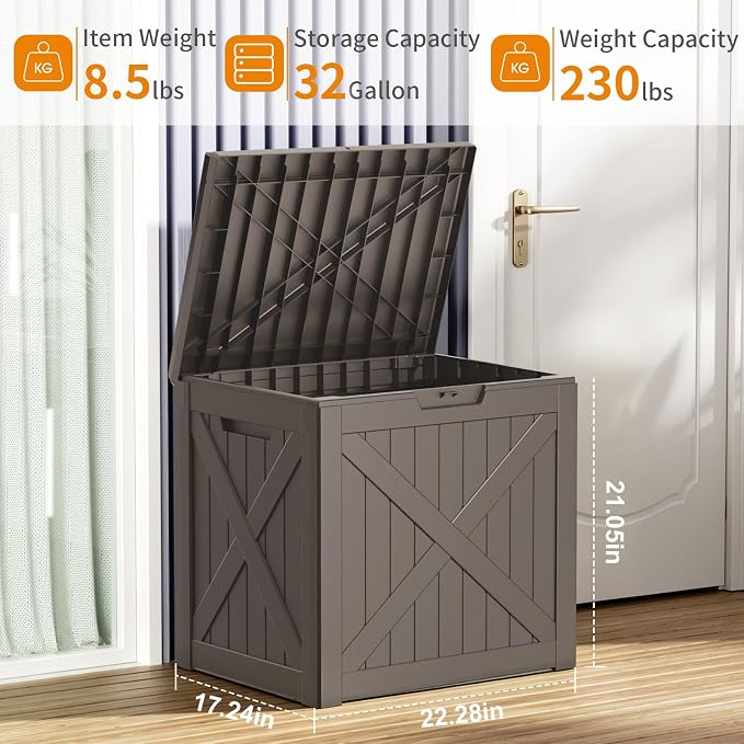32 Gallon Deck Box, Waterproof Outdoor Storage Boxes - Image 6