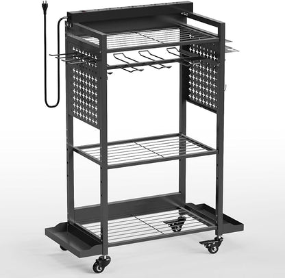 Power Tool Organizer Cart with 8 Power Outlet & Adjustable Storage, Garage - Image 9