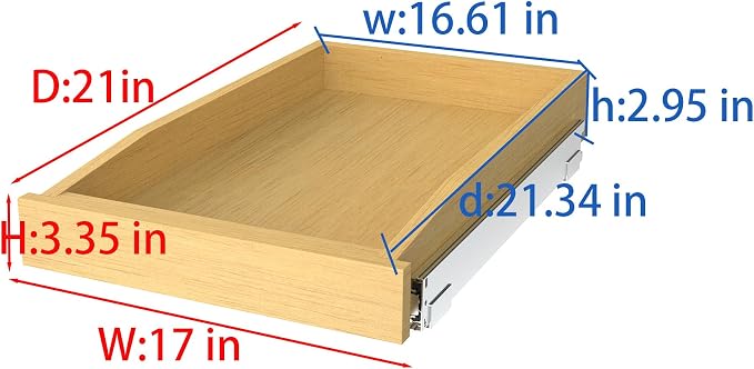 Wooden Pull out Cabinet Organizer 17" W x 21" D x 3.35" H, Heavy Duty Slide Out - Image 2