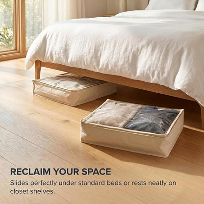 Household Essentials Canvas Sweater Storage Bags 2 Pack, Breathable Under Bed & - Image 6
