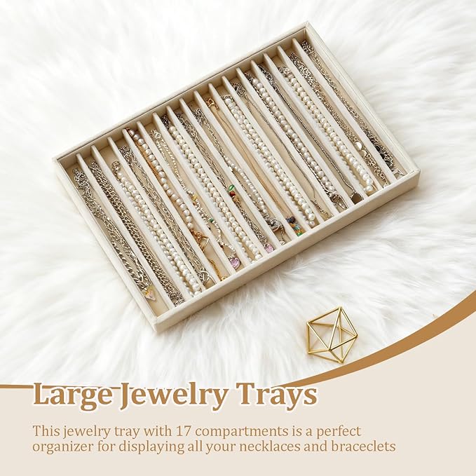 Large Jewelry Organizer for Drawer Insert Velvet Stackable Jewelry Trays for - Image 2