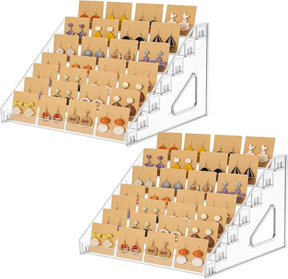 2 Pack 7 Tier Earring Display Stand Acrylic Earring Holder Organizer Holds 4 by YEXEXINM