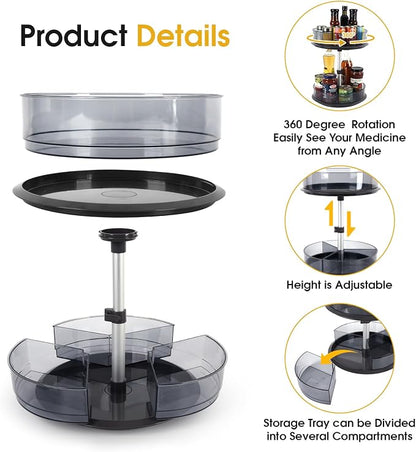 2 Tier Medicine Cabinet Organizer, Rotary Turntable Organizer - Image 2