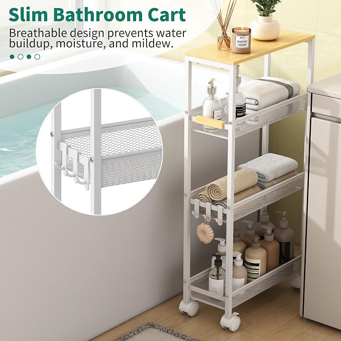 TIPGO Utility Slim Storage Cart, 4 Tier Rolling Cart - Image 9