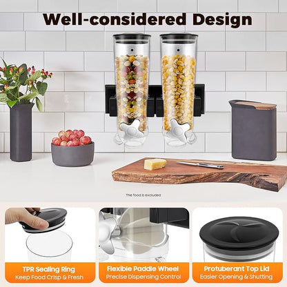 2 Pack Cereal Dispensers, Cereal Containers Storage, Wall-mounted Food Dispenser - Image 5