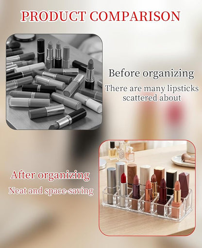 2pcs Lipstick Organizer, 12 Slots Lip Gloss Stick Holder - Image 5