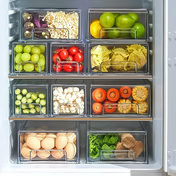 MANO 2Pack Clear Fridge Drawers Pull Out Stackable Refrigerator Drawer - Image 2