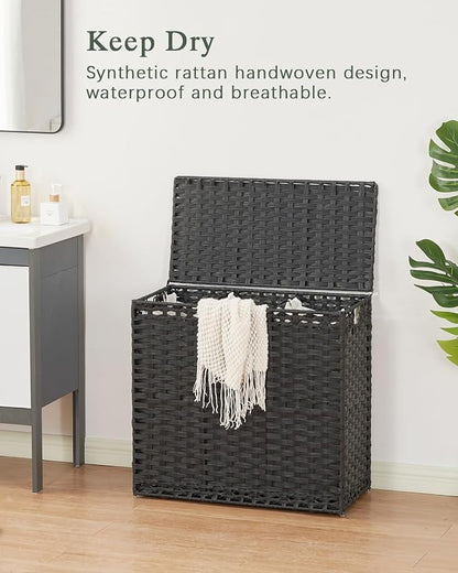 Laundry Hamper with Lid Laundry Basket 132 L Wicker Clothes Hamper, Handwoven - Image 2