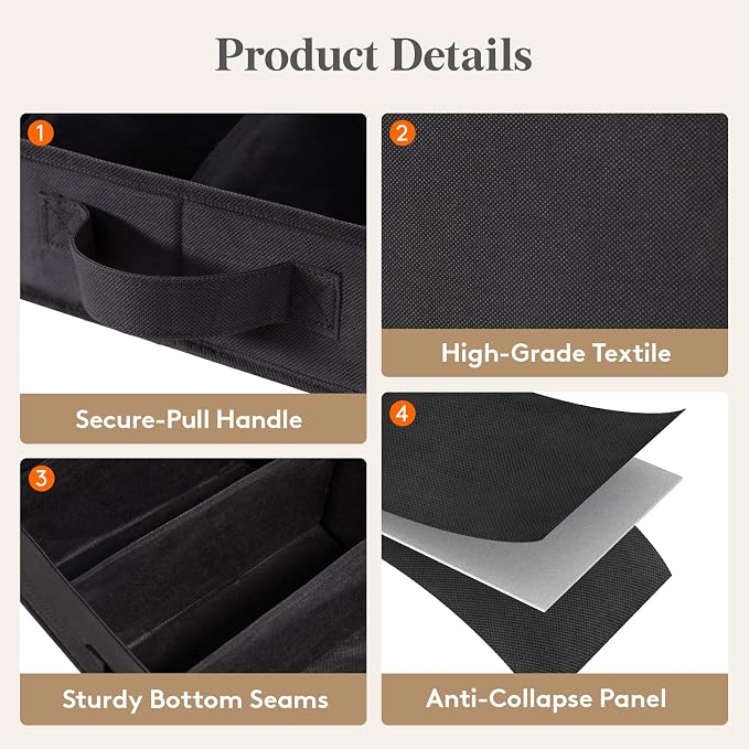 Lifewit 2-Pack Under Bed Shoe Storage Box, 4.3 Inch Slim Low Profile Fabric - Image 2