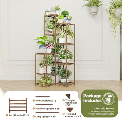 Bamworld Plant Stand Indoor Outdoor Corner Plant Shelf 54.7" Tall Plant Table - Image 7
