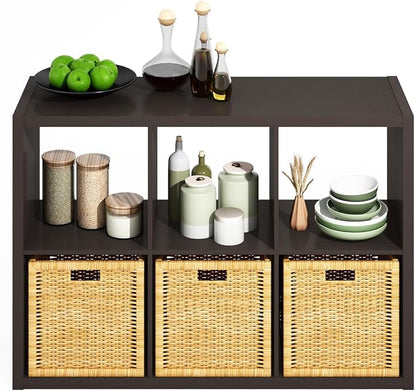 Furinno HERMITE 6-Cube Kitchen Island, Extra Thick Coffee Bar, Dark Oak | - Image 4