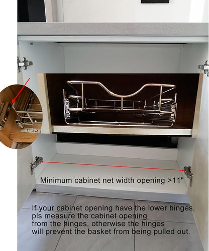 DINDON 1 Tier Pull Out Cabinet Organizer Heavy-Duty Metal Sliding Drawer Shelf - Image 3