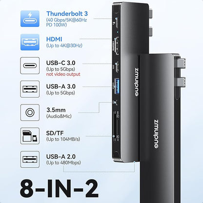 USB C Hub Adapter for MacBook Pro/Air M5 M4 M3 M2 M1 2025-2018 13" 15" 16" - Image 2