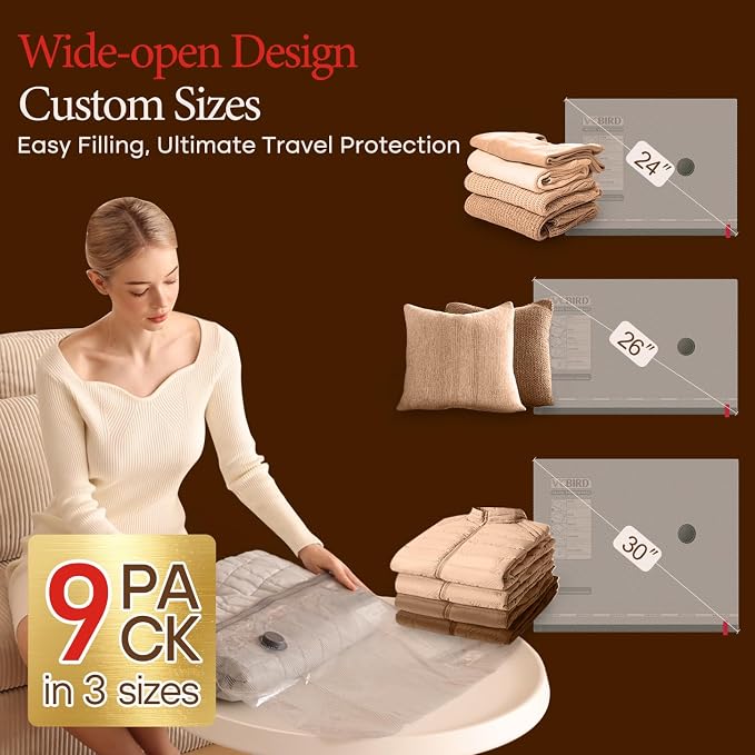 Vacbird 9 Pack Vacuum Bags for Travel - Image 3