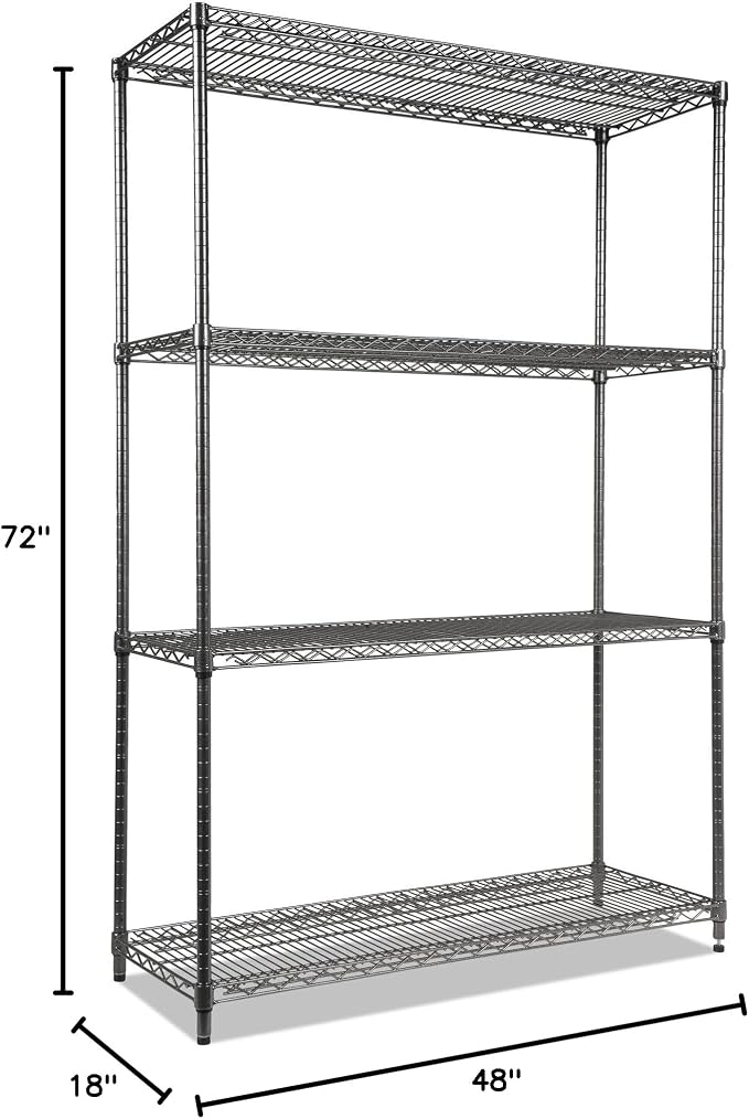Alera Wire Shelving Starter Kit, Four-Shelf, 48w x 18d x 72h - Image 3