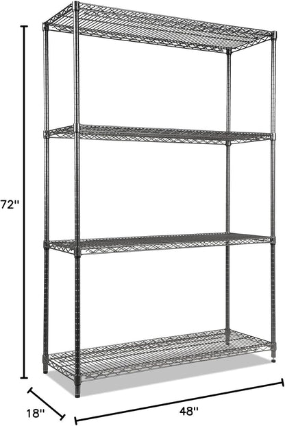 Alera Wire Shelving Starter Kit, Four-Shelf, 48w x 18d x 72h - Image 3