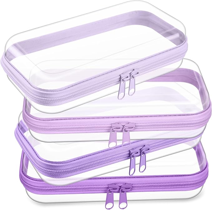 Hoolerry 4 Pcs Hard Clear Zipper Case Makeup Bags Plastic Pencil Pouch by Hoolerry