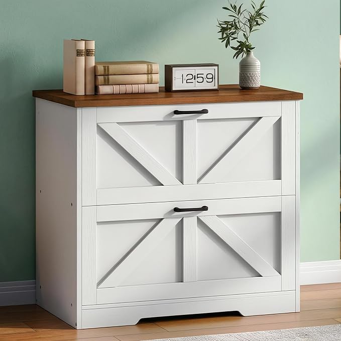 HOOBRO 2 Drawer File Cabinet, Farmhouse Lateral Filing Cabinet by HOOBRO