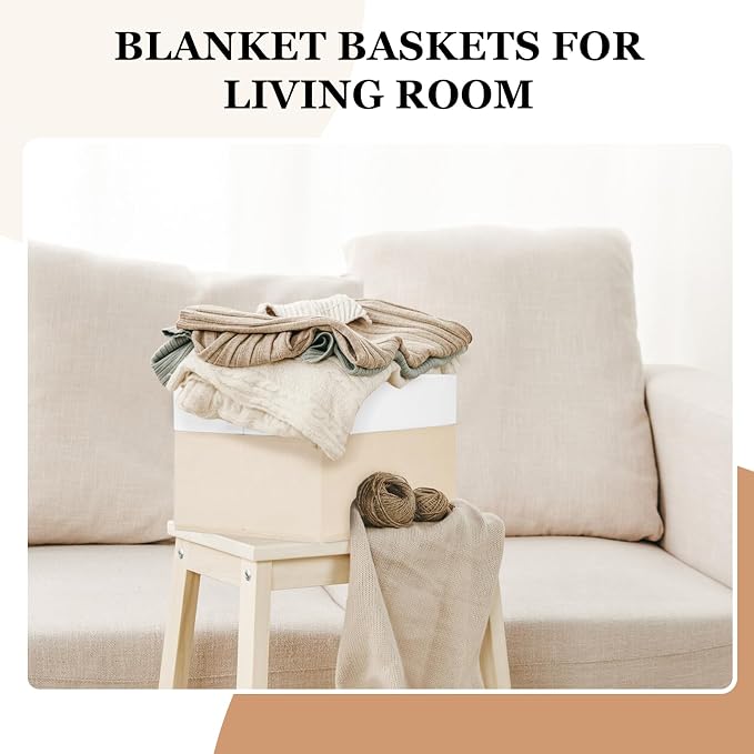 Criusia 8 Pack Large Storage Basket, Fabric Blanket Basket Living Room - Image 4