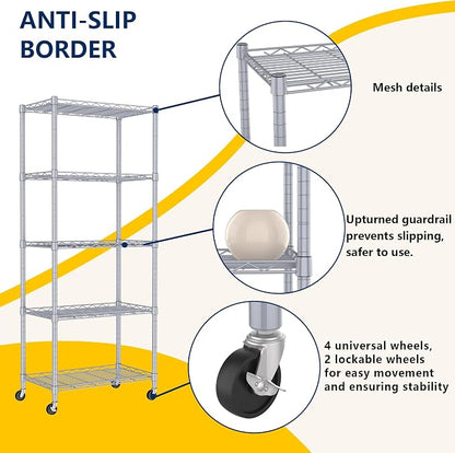 REGILLER 5-Wire Shelving Metal Storage Rack Adjustable Shelves, Standing - Image 3