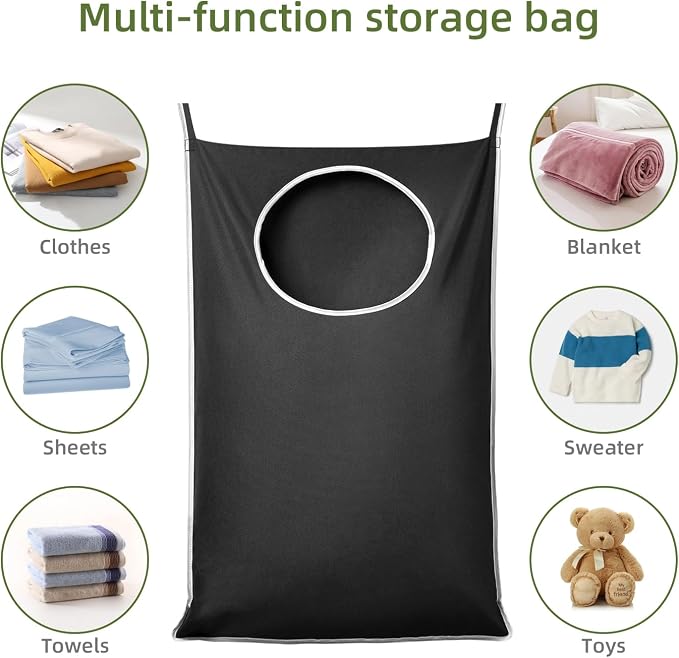 KEEPJOY XL Black Door Hanging Laundry Hamper, 36.5" x 22.5" Large Capacity - Image 6