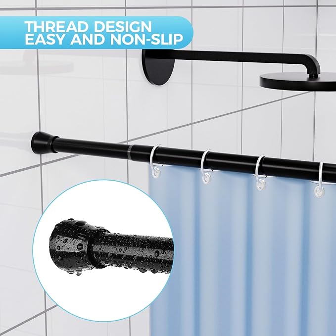 Spring Tension Rod Shower Curtain Rod 30 to 64 Inches 2PCS - Image 5
