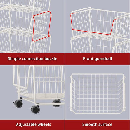 PUSDON Stackable Metal Storage Carts, Dual Use Shelf - Image 5