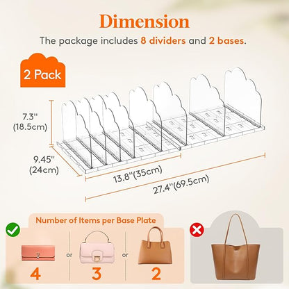 Lifewit Purse Organizer for Closet, Adjustable Clutch Purse Storage Organizer - Image 2