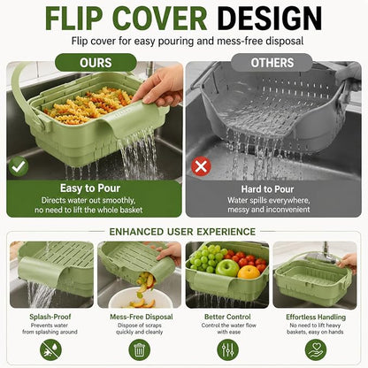 Foldable Hanging Sink Drain Basket Collapsible Colander - Image 3