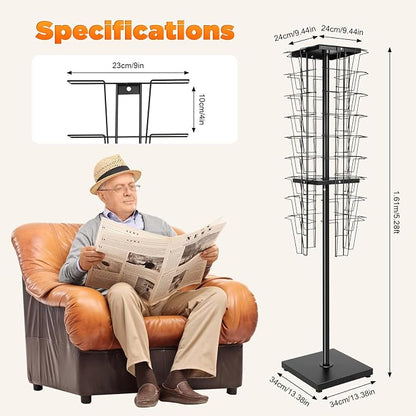 36-Pocket Rotating Magazine Rack, 360° Floor Brochure Display Stand - Image 5