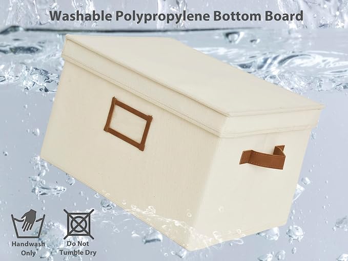 StorageWorks Storage Bins with Lids, Decorative Storage Boxes with Lid and PU - Image 3