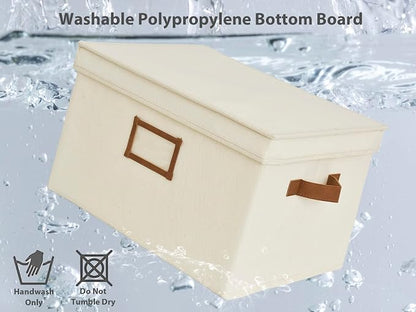StorageWorks Storage Bins with Lids, Decorative Storage Boxes with Lid and PU - Image 3