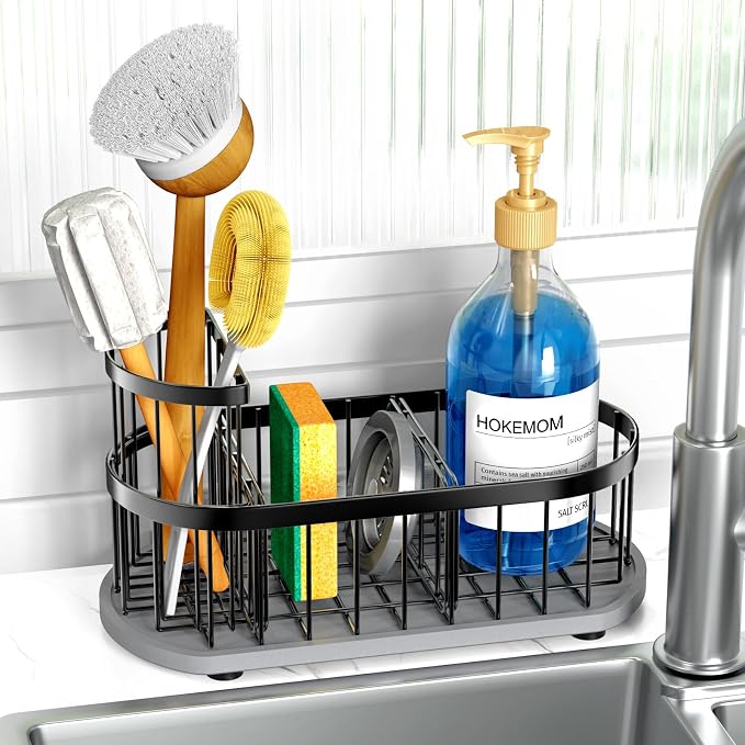 Kitchen Sink Organizer with Sponge Holder & Brush Holder by HOKEMOM
