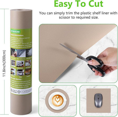 Beige Shelf Liners for Kitchen Cabinets Non Adhesive Drawer Liner for Bathroom - Image 7