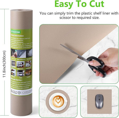 Beige Shelf Liners for Kitchen Cabinets Non Adhesive Drawer Liner for Bathroom - Image 7