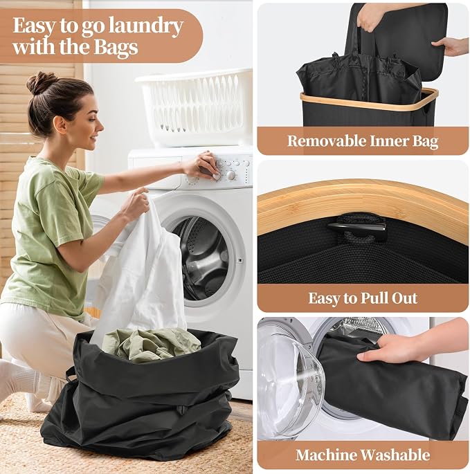 Yecaye 100L Large Capacity Laundry Hamper – Foldable Rolling Laundry Basket - Image 6