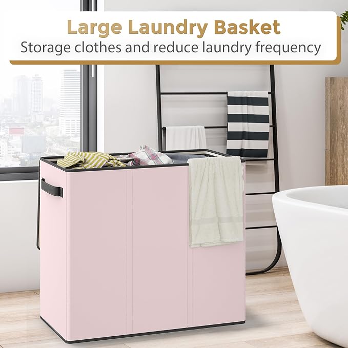 180L Laundry Hamper 3 Section, Large Laundry Basket - Image 4