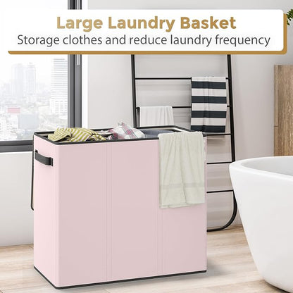 180L Laundry Hamper 3 Section, Large Laundry Basket - Image 4
