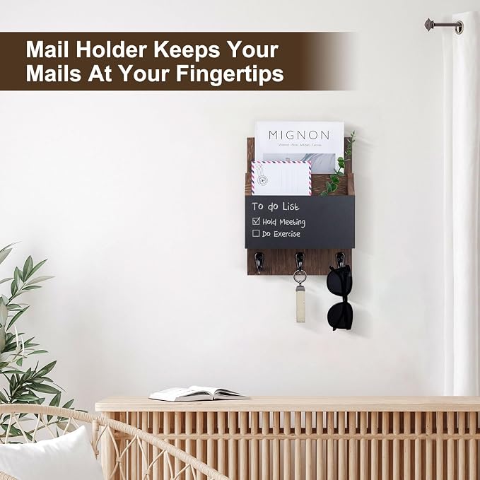 Key and Mail Holder for Wall Mount, Entryway Mail Holder - Image 5