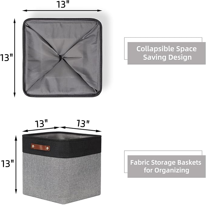 HNZIGE Storage Foldable Baskets Cubes Set Fabric Bins - Image 2