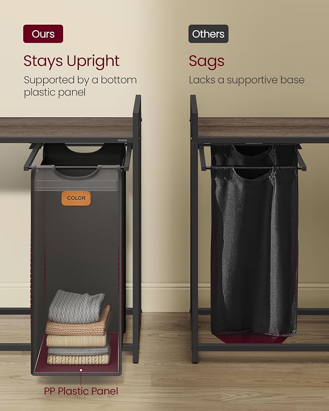 VASAGLE Laundry Hamper, Laundry Sorter Rolling Cart - Image 4